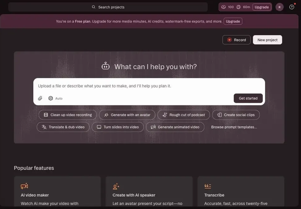 Descript screenshot